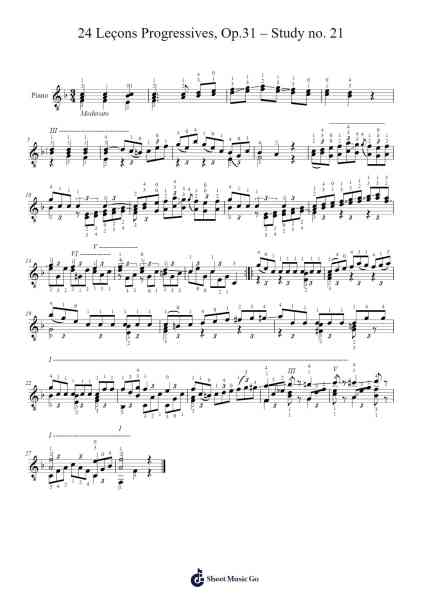 24 Leçons Progressives, Op.31 - Study No. 21 Sheet Music by Fernando Sor-Arr.Abralph Strares