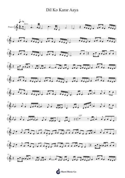 Dil Ko Karar Aaya Sheet Music by -Arr.Johning