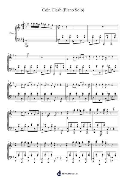 Coin Clash (Piano Solo) Sheet Music by Megumi Ohara/Shogo Sakai-Arr.Franfield Pricecil