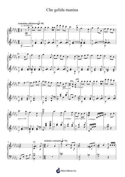 Che gelida manina from La Bohème Sheet Music by Giacomo Puccini-Arr.Triswolf Roochel