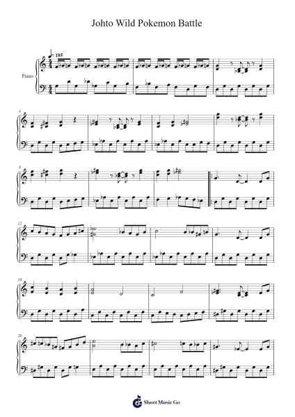 Johto Wild Pokemon Battle Sheet Music by Junichi Masuda-Arr.Thodorejoan