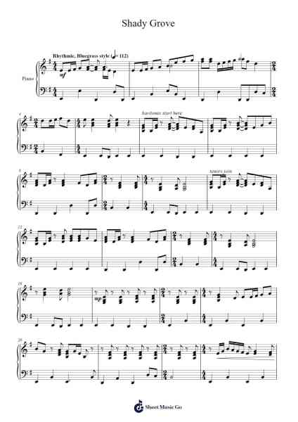 Shady Grove Sheet Music by Misc tunes-Arr.Fordtrid Lawsweet