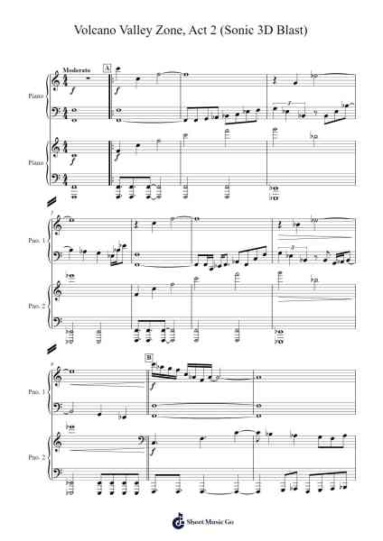 Volcano Valley Zone, Act 2 (Sonic 3D Blast) Sheet Music by SEGA Sound Team-Arr.Lartrick