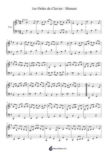1er Ordre de Clavier : Menuet Sheet Music by atmaninov-Arr.Yedcke
