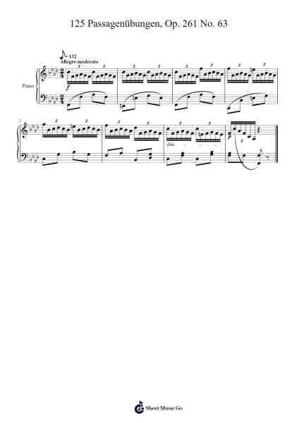 125 Passagenübungen, Op. 261 No. 63 Sheet Music by Carl Czerny-Arr.Chloepole