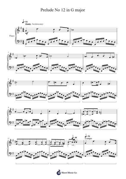 Prelude No 12 in G major Sheet Music by Jesdan-Arr.Beernoel Oisensharp