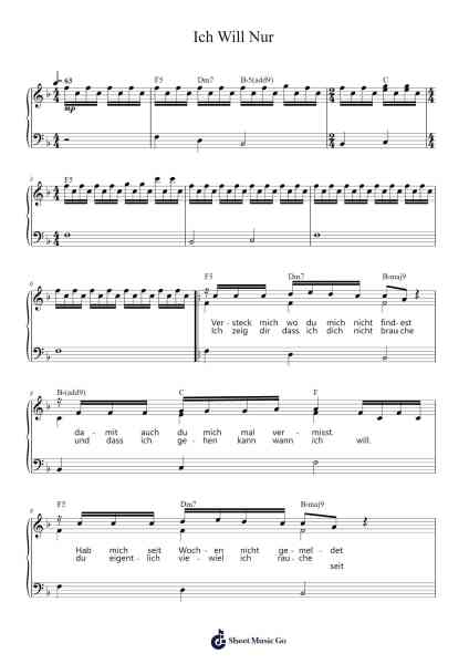 Ich Will Nur Sheet Music by Philipp Poisel-Arr.Hearstjean