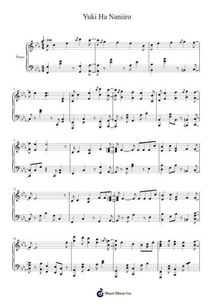 Yuki Ha Naniiro Sheet Music by 堀江晶太-Arr.Wheenan