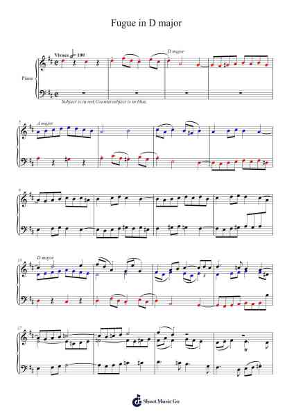 Fugue in D major Sheet Music by Charley Feng-Arr.Hooshua