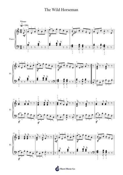 The Wild Horseman, Op. 68, No. 8 Sheet Music by Robert Schumann-Arr.Benga