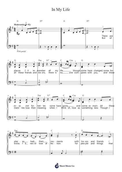 In My Life Sheet Music by The Beatles-Arr.Daijohn Brookebraith