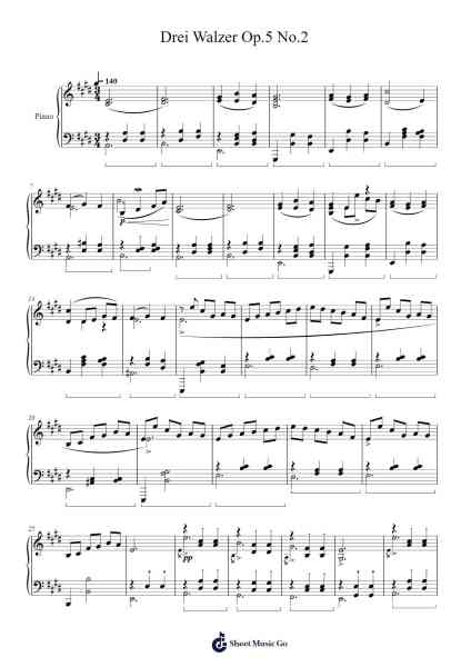Drei Walzer Op. 5 No. 2 Sheet Music by Luca Jeitler-Arr.Alickbush