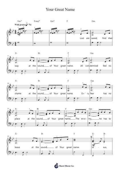 Your Great Name Sheet Music by Natalie Grant-Arr.Manssaul Dexy