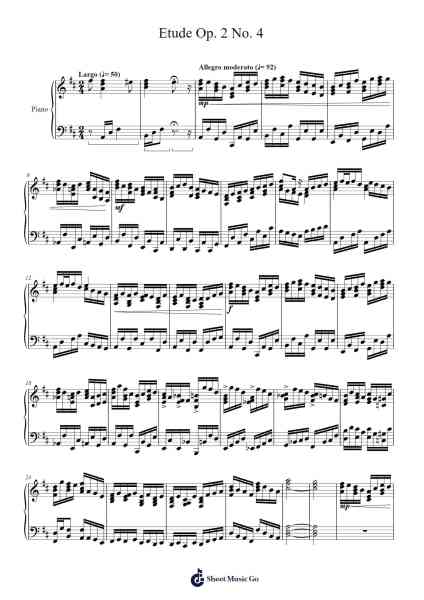 Etude Op. 2 No. 4 Sheet Music by Hayreed Toutment-Arr.Quenram