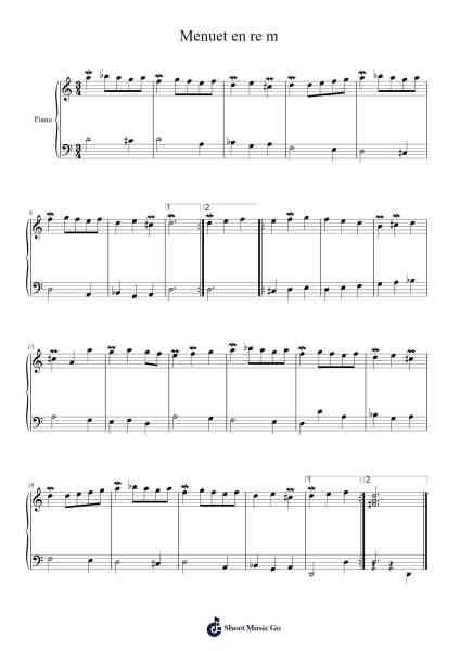 Menuet in D Minor Sheet Music by Élisabeth Jacquet de La Guerre-Arr.Swinfred Clarkdiah