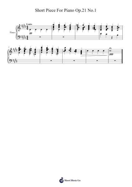 Short Piece For Piano Op.21 No.1 Sheet Music by Viomin-Arr.Boothmore Petwald