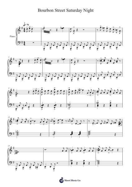 Bourbon Street Saturday Night Sheet Music by William Gillock-Arr.Bartblack Jobky