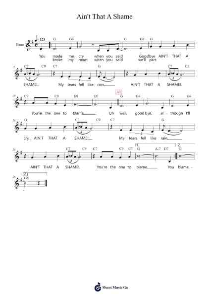 Ain't That A Shame Sheet Music by Buddy Holly/Little Richard/Billy Haley/Ritchie Valens/Fats Domino/Jerry Lee Lewis-Arr.Sanprice