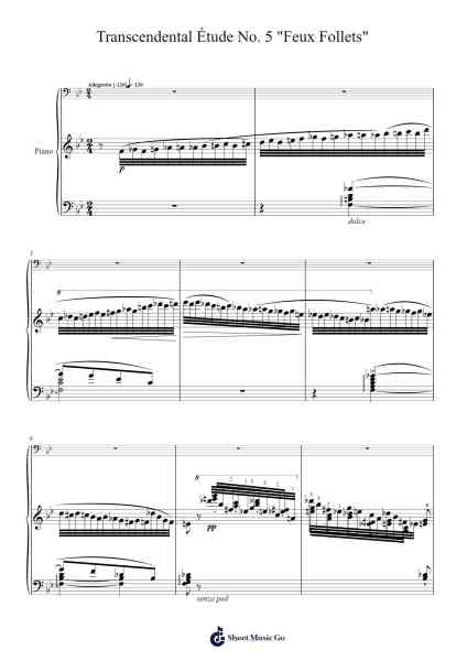 Transcendental Étude No. 5 in B-flat Major, S.139 "Feux Follets" Sheet Music by Franz Liszt-Arr.Ianlay Hullee