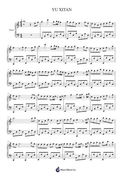 YU XITAN Sheet Music by -Arr.Faulkvy
