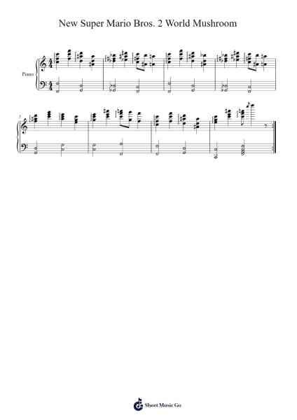 New Super Mario Bros. 2 World Mushroom Sheet Music by Koji Kondo-Arr.Manssaul Dexy