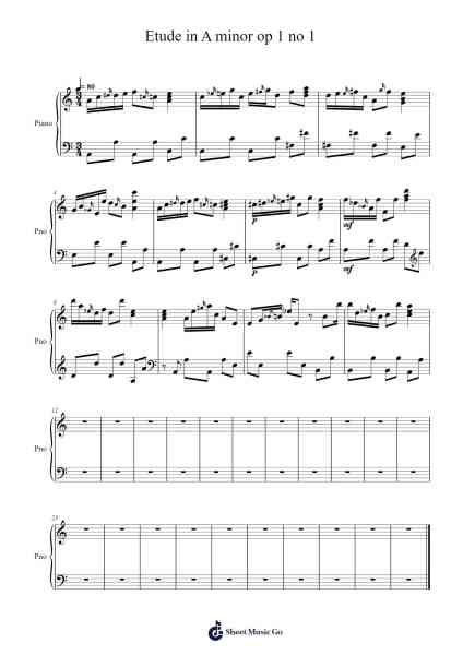 Etude in A minor op 1 no 1 樂譜由 Victor Hugo - 編曲 Corrie