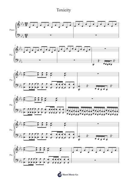 Toxicity Sheet Music by System of a Down-Arr.Twainryl