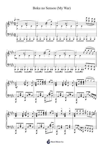 Boku no Sensou (My War) Sheet Music by 神聖かまってちゃん (Shinsei Kamattechan)-Arr.Cashshop