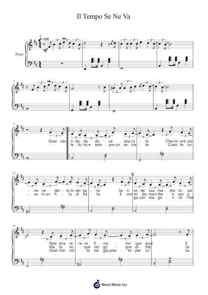 Il Tempo Se Ne Va Sheet Music by Adriano Celentano-Arr.Greenlew