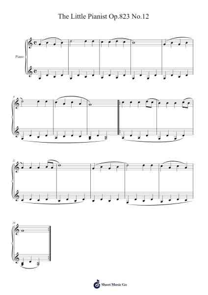 The Little Pianist Op.823 No.12 Sheet Music by Carl Czerny-Arr.Taters Jonkyle