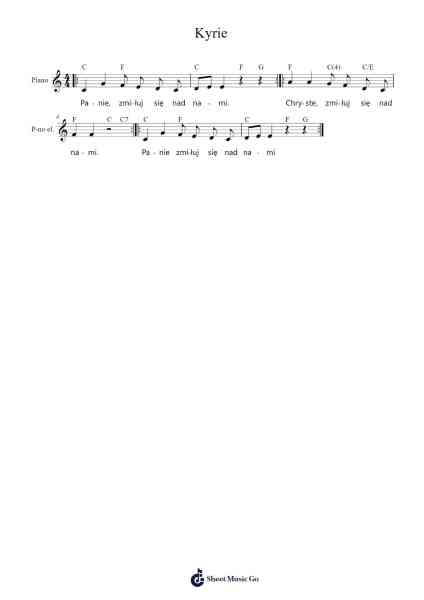 Kyrie Sheet Music by nieznany-części stałe Mszy św-Arr.Caescott