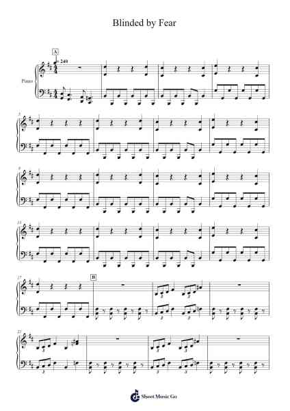 Blinded by Fear Sheet Music by At the Gates-Arr.Buckclough Woogold