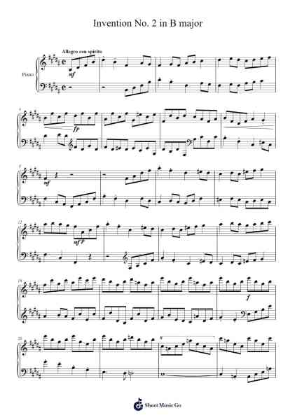 Invention No. 2 in B major Sheet Music by Mason Ma-Arr.Anolds