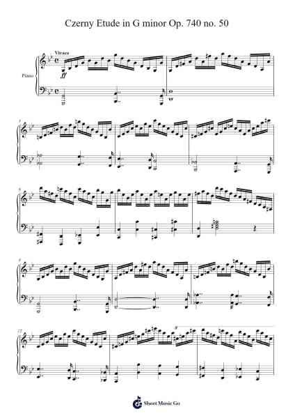 Etude in G Minor, Op. 740, No. 50 Sheet Music by C. Czerny-Arr.Dartricia Curcrofts