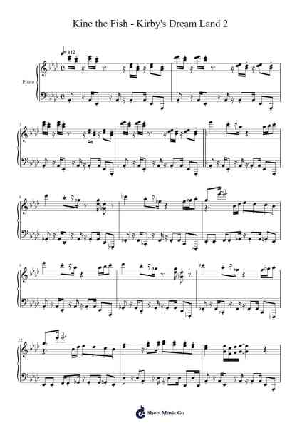 Kine the Fish - Kirby's Dream Land 2 Sheet Music by Misc Computer Games-Arr.Louiefie