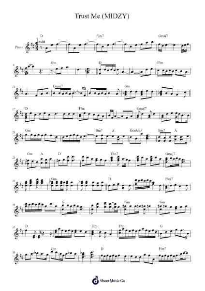 Trust Me (MIDZY) Sheet Music by LADYFLUTE-Arr.Waygold Cissoon