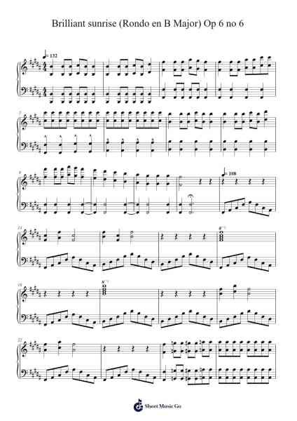 Brilliant sunrise (Rondo en B Major) Op 6 no 6 Sheet Music by Yvesmeg Todrey-Arr.Charnal Tayward
