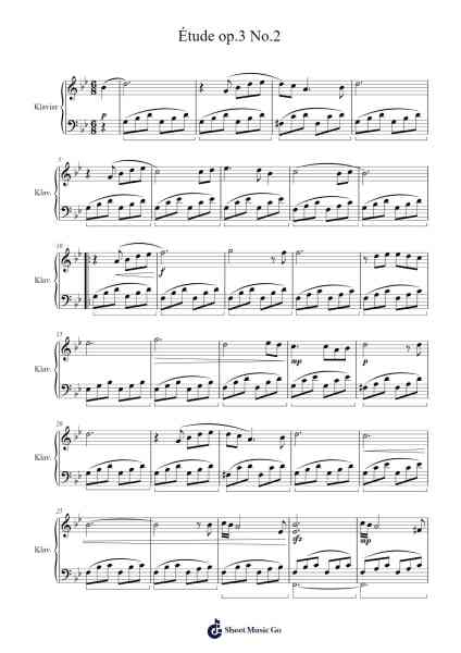 Étude op.3 No.2 Sheet Music by P. R. de N-Arr.Ruxia