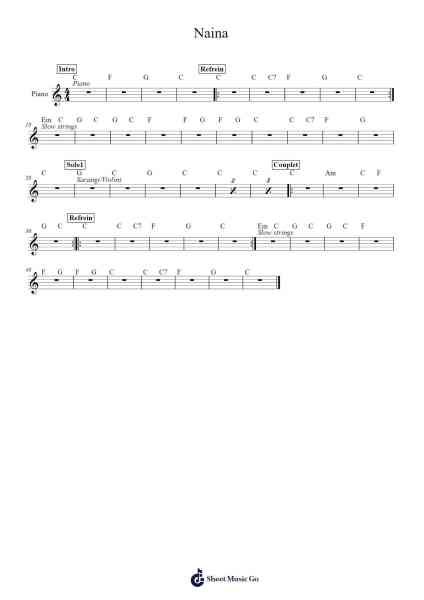 Naina Sheet Music by -Arr.Bilmons Magmeg
