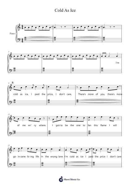 Cold As Ice Sheet Music by Blacklight District-Arr.Cranewright Troycrofts