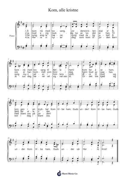 Kom, alle kristne Sheet Music by John Francis Wade-Arr.Kentfred