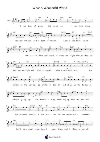 What A Wonderful World Sheet Music by Louis Armstrong-Arr.Urkuk Joneswat