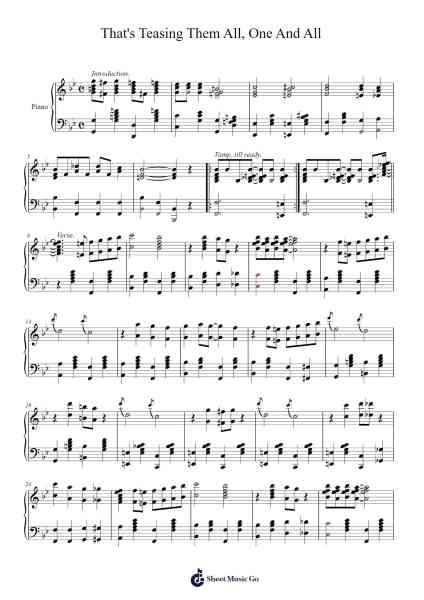 That's Teasing Them All, One And All Sheet Music by Euday L. Bowman-Arr.Zimwis