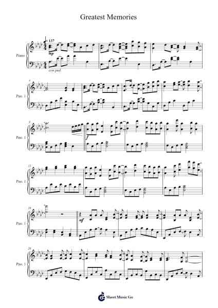 Greatest Memories Sheet Music by HMNK-Arr.Louann Bonpe