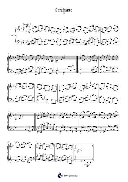 Partita IV in D Minor: Sarabande - Double 1 Sheet Music by Christoph Graupner-Arr.Loulup