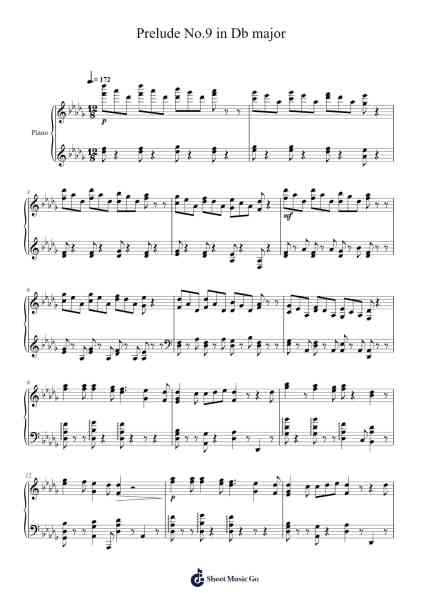 Prelude No.9 in Db major Sheet Music by Mason Ma-Arr.Temvogt Roblome