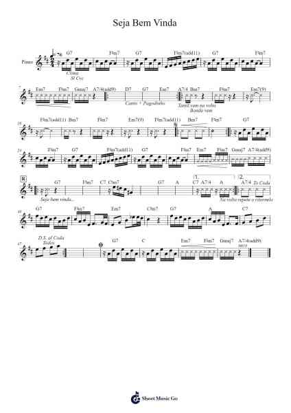 Seja Bem Vinda Sheet Music by Sambalive2018-Arr.Lanps Gailkyle