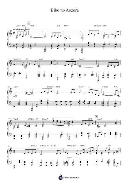 Bibo no Aozora Sheet Music by 坂本龍一 (Ryuichi Sakamoto)-Arr.Maugvia Browninglogg