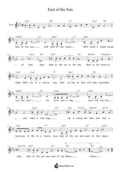 East of the Sun Sheet Music by Brooks Bowman-Arr.Dwightlind