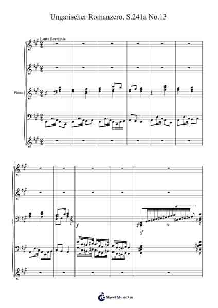 Ungarischer Romanzero, S.241a No.13 Sheet Music by Franz Liszt-Arr.Latvin